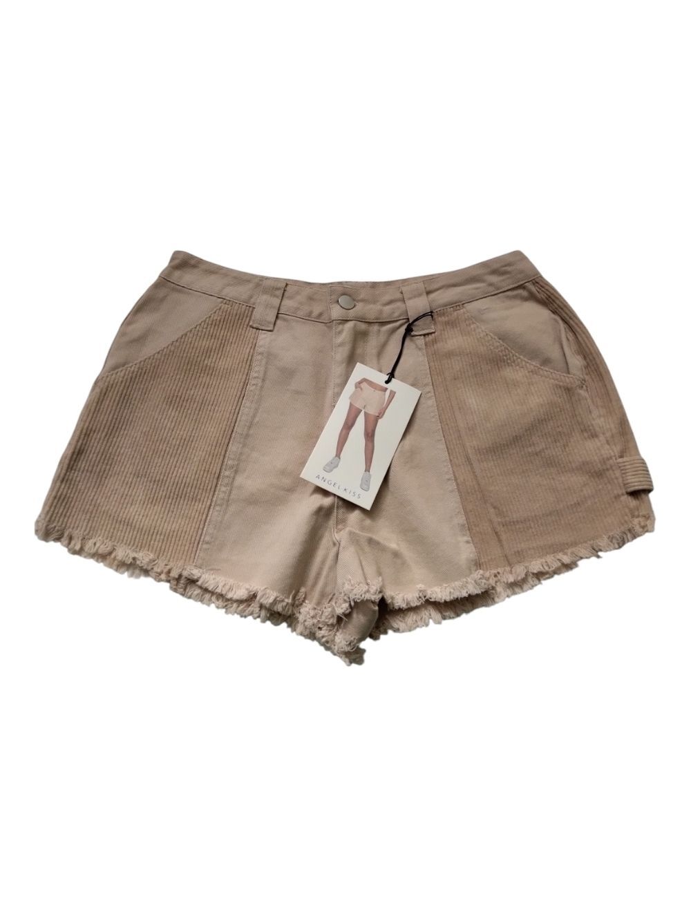 Angel Kiss Women's Beige Frayed Hem Jean Shorts New Size 9/29